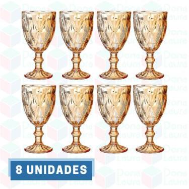 Imagem de 8 Peças - Taça Diamante Ambar Metalizada 330ML - Suco Água Drinks - Cl