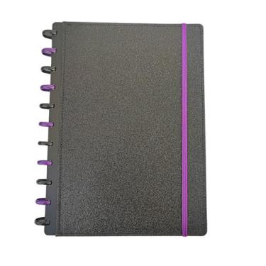 Imagem de Caderno de Disco Inteligente Glamour Brilho Glitter - Preto Chic - Amo