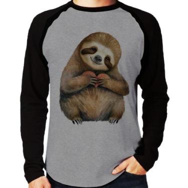 Imagem de Camiseta Raglan Bicho Preguiça Coração Manga Longa - Foca na Moda, Cin
