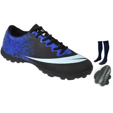 Imagem de Chuteira Society com MEIÃO  e CANELEIRA Adulto e Infantil Colada e Cos