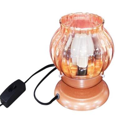 Imagem de Abajur Sensitive Cobre Vidro Bola Americana Canelada Ambar - CM GLASS 