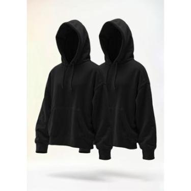 Imagem de Kit 2 Moletom Masculino Feminino Blusa Casaco Canguru Capuz-Unissex