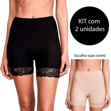 Imagem de Kit 2 Shorts Segunda Pele Ánagua Combinação Barra com Renda Bermuda pa