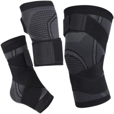 Imagem de Kit protetor tornozeleira joelheira munhequeira com faixa - SWG, GG, C