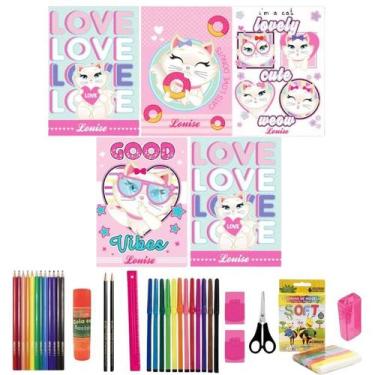 Imagem de Kit 10 Caderno Gatinha Marie Tam Grande Brochurão Capa Dura - Maxima c