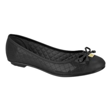 Imagem de Sapatilha Moleca Bico Redondo Verniz Laço Feminina Preto, Preto, 38