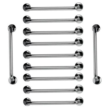 Imagem de Barra de Apoio 60cm Aço Inox Kit 11 Unidades Acessibilidade Criança Idoso Gestante Suporte Resistente Evita Acidente Segurança Corrimao Escada
