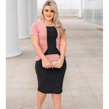 Imagem de Vestido Plus Size Peplum Blazer Moda Feminina Evangélica - Miss Flower