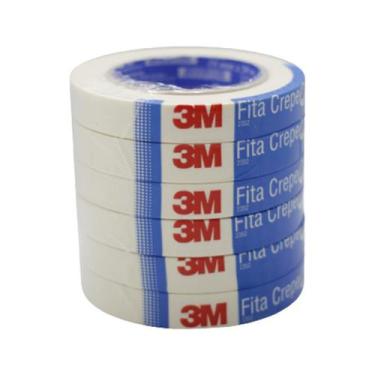 Imagem de Kit 6 Fita Crepe 2352 3M 18mmx50m  Uso industrial Profissional