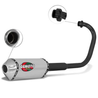 Imagem de Escapamento Esportivo Gemoto Racing 3 Trioval Curva Preta Moto Ybr 125