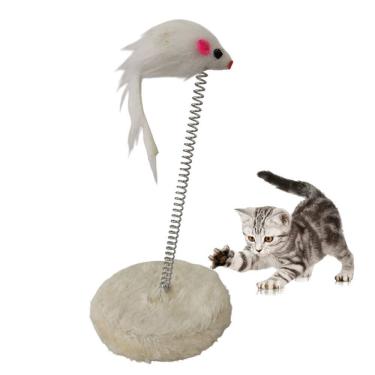 Imagem de Arranhador Gato Pet Ratinho Guizo Mola Felino Brinquedo Interativo Animal de Estimaçao Macio Lazer Entretenimento Diversao