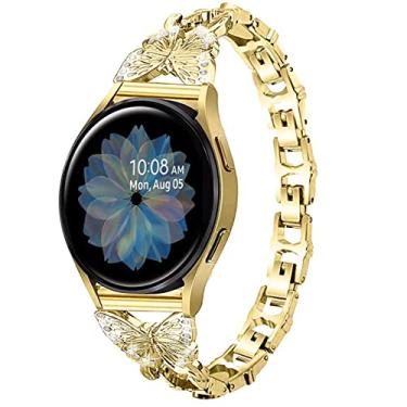 Imagem de Pulseiras de relógio elegantes compatíveis com Samsung Galaxy Watch de 42 mm/Active/Active2 40/44 mm/Galaxy Watch 4/S2 Classic/Gear Sport/S4 R720 R730, pulseira de metal borboleta de diamante de 20 mm