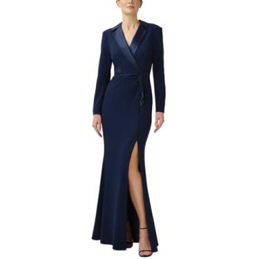 Imagem de Adrianna Papell Vestido feminino de smoking crepe, Meia-noite, 42