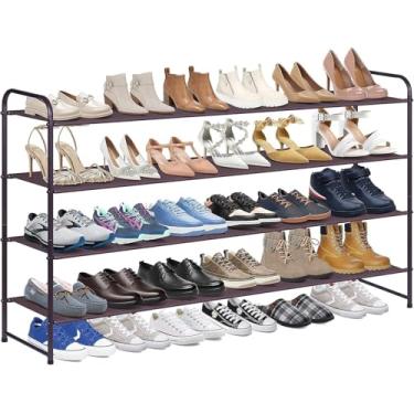 Imagem de KIMBORA Sapateira longa de 4 camadas para armário, organizador de sapatos largo empilhável, prateleira de tênis para chão, quarto, 30 pares (Bronze)