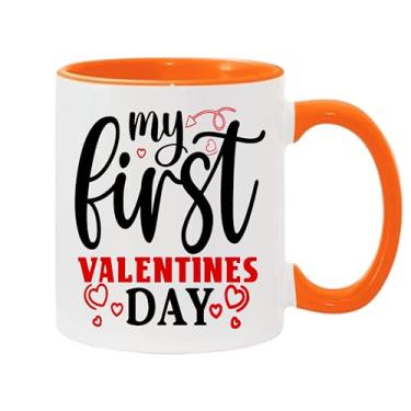 Imagem de SpreadPassion Caneca de café My First Valentines Day, presente para namorado e namorada, ideia de presente de dia dos namorados, presente para marido e esposa, ideia de presente de aniversário do dia