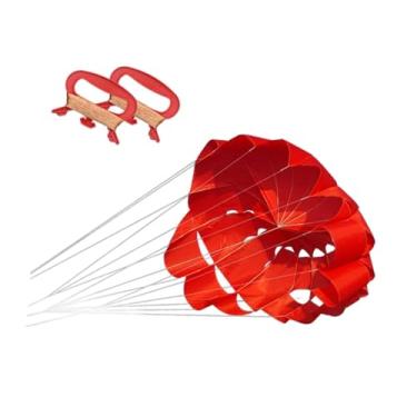 Imagem de oshhni Esportes kite praia kite linha dupla controle kite pára-quedas kite guarda-chuva macio para acampamento quintal caminhadas adultos adolescentes, Vermelho