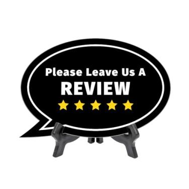 Imagem de Please Leave Us A Review Placa de mesa oval (15 x 10 cm) com cavalete de acrílico