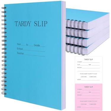 Imagem de Dunzoom Pacote com 4 cadernos atrasados com duplicados sem carbono de 8 x 10 cm de atraso por livro, cópia de registro para gravação escolar, alunos, chegadas tardias, fácil remoção, dobra e rasga