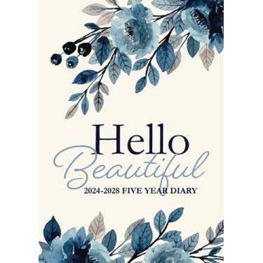Imagem de 5 Year Diary 2024-2028 | A5 Hello Beautiful Floral: Month to View Planner with UK Holidays, Vision Board, Moon Phases, Birthdays & Celebrations, Contacts, Passwords (Five Years)