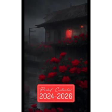 Imagem de Pocket Calendar 2024-2026: Two-Year Monthly Planner for Purse, 36 Months from January 2024 to December 2026 | Death town | Dark colors | Red dead flowers