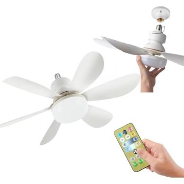 Imagem de Ventilador de Teto E27 com Luz LED Ajustável, Controle Remoto, 6 Pás, Silencioso, Economia de Energia, Encaixe E27 (Lâmpada), 80W, 42 cm, Mais Eficiente, Mais Potente, Ventilador Inteligente.