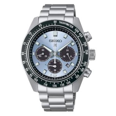 Imagem de Seiko Relógio masculino SSC813 Prospex com cronógrafo solar, azul, cronógrafo esportivo, prata/azul gelo, Moderno