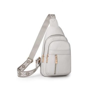 Imagem de Pequena bolsa tiracolo para mulheres, pochete de couro, bolsa transversal para mulheres, bolsa de peito com alça de guitarra, bolsa de cintura para viagens, Branco