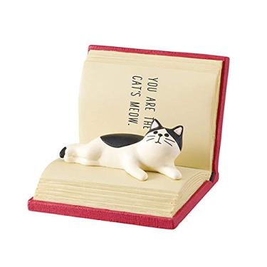 Imagem de Suillty Adorável gato deitado no livro mágico suporte para celular, animal de mesa, suporte para smartphone, decoração de mesa