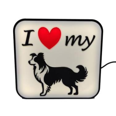 Imagem de Luminária Border Collie Pet Cachorro Led Abajur Mesa 3D com Fonte