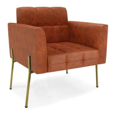 Imagem de Poltrona Pé de Ferro Dourado para Sala Elisa Corano D03 - D'Rossi - DR