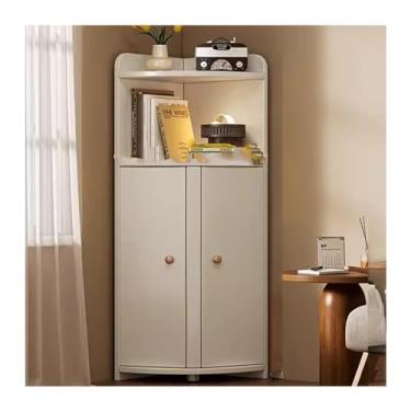 Imagem de LICONG-2020 Armário de canto lateral para canto de parede triangular rack de armazenamento armário de sala de estar armário de armazenamento quarto canto armazenamento armário lateral armário de canto