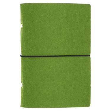 Imagem de PATIKIL A6 fichário para caderno, 6 anéis, capa de fichário de folhas soltas de feltro recarregável, fichário redondo com cordão elástico para fichário de orçamento, acessórios de diário, verde