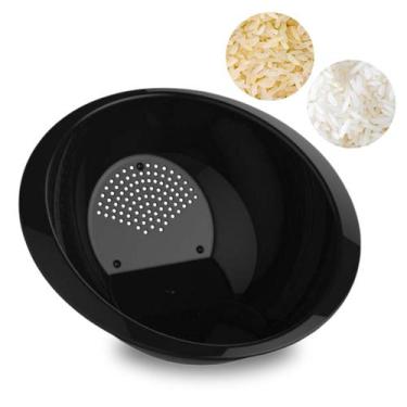 Imagem de Escorredor de Arroz Lavador de Salada Plástico Preto Multiuso Cozinha 