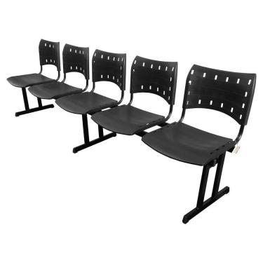 Imagem de Cadeira Iso Pp Rp Longarina 5 Lugares Preta