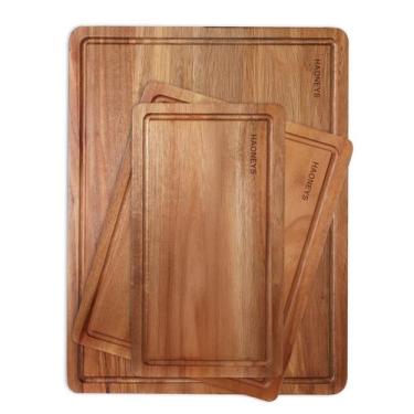 Imagem de Conjunto de tábuas de corte HAONEYS Wood com Juice Groove, 3 tamanhos