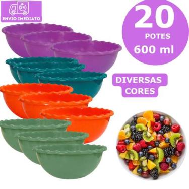 Imagem de Kit 20 Potinhos de Sobremesa Coloridos 600ml Festas Lanchonete Restaur