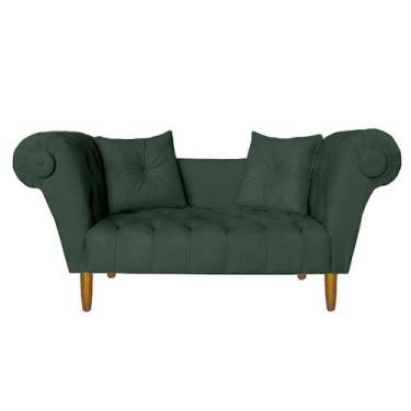 Imagem de Namoradeira Recamier Sofá Decorativo 02 Lugares Dubai Suede Verde - IN