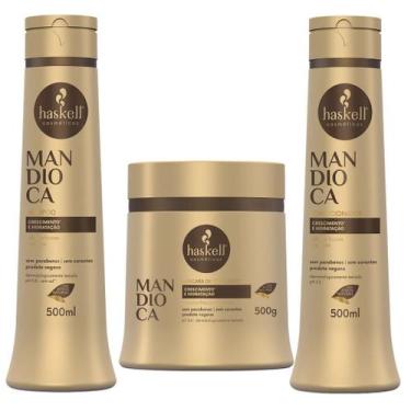 Imagem de Kit Haskell Mandioca Shampoo + Condicionador e Máscara 500ml