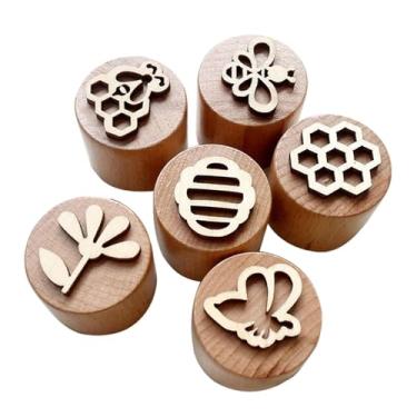 Imagem de UGPLM Carimbos de madeira selos de, brinquedos de aprendizagem, carimbos de cerâmica Art Craft Round para salas de aula Project Cartas de decoração, as Abelhas Cicliquem Flores