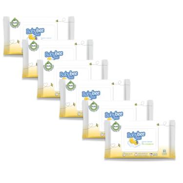 Imagem de Kit pacotes de lenços umedecidos Babybee Free com Pró-Vitamina B5, 80 Unidades por pacote, Hipoalergênicas, Sem Álcool Etílico, Livre de APLV (6 pacotes (480 un))