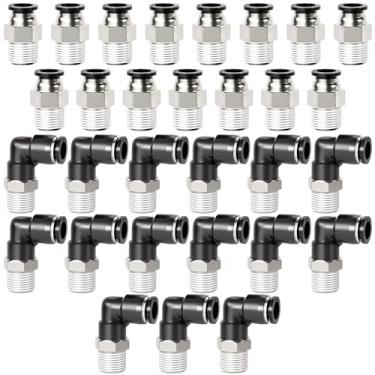 Imagem de TAILONZ PNEUMATIC Combinação de cotovelo e tubo reto de 1/4 polegada OD x 1/8 polegada NPT rosquear para conectar conexões PC-1/4-N1+PL-1/4-N1 (pacote com 12)