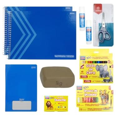 Imagem de Kit Material Escolar Infantil Mini Grupo I e II 1 a 3 Anos X Itens Lista SME Prefeitura SP (Amarelo)