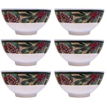Imagem de Kit 6 Tigelas Bowl Melamina Natal Para Petiscos 300ml