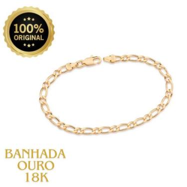 Imagem de Pulseira Masculina Banhada A Ouro 18k Rommanel Com Elos Alternados E L
