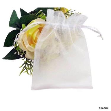 Imagem de Saco Organza Cristal 17x23 - Branco - Kit 50 Unid - OKABOX