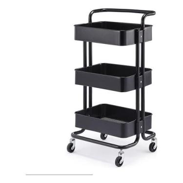 Imagem de Carrinho Multiuso Organizador 3 Prateleira Em Ferro Com Roda - KF