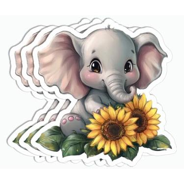 Imagem de Adesivo de elefante bebê 3 peças - adesivo de elefante fofo - adesivo de girassol - adesivo para laptop - telefone - garrafa de água - adesivo amante de animais