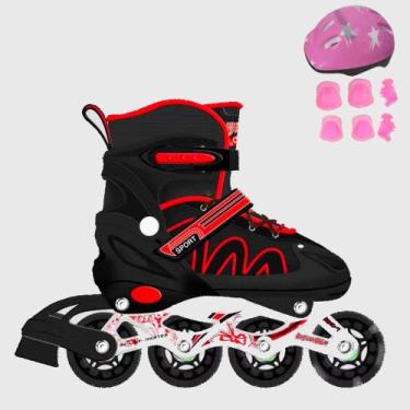 Imagem de Patins Roller Inline Infantil 4 Rodas Com Proteção Menino Menina Ajust