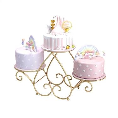 Imagem de Suporte para Bolo Prateleira europeia Dobos Torte Expositor de padaria Prateleira de decoração de festa de casamento de aniversário Suporte para Sobremesa(Gold)