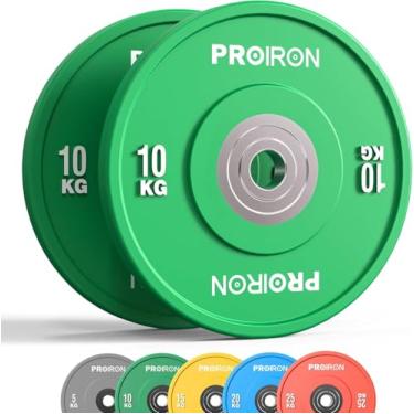 Imagem de PROIRON Placas de borracha olímpicas, placas de peso de proteção de piso, placas de peso sólido de 5 cm para treinamento de força e levantamento de peso, menos impacto, absorção de balanço e choque, 5